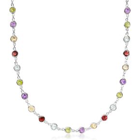 Ross-Simons 8.85 ct. t.w. Bezel-Set Multi-Gemstone Necklace in Sterling Silver
