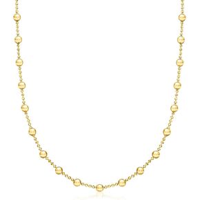 RS Pure by Ross-Simons Italian 4mm 18kt Gold Vermeil Bead Station Necklace. 16 inches