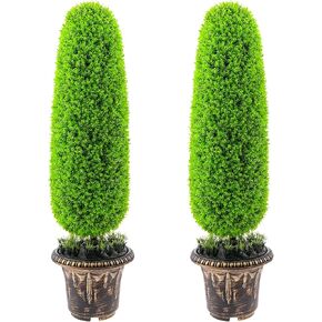 2pcs أشجار الأرز الحلزونية الاصطناعية الاصطناعية ديكور داخلي في الهواء الطلق 30.7 بوصة شجيرات الصنوبر مزيفة شجيرات مزيفة السرو البري الخشبي الخضرة للمنزل للمنزل ديكور عيد الميلاد