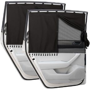 Magnetic Car Window Shades with Dual-Layer & Tassel Design for Side/Back Windows - Blocks UV Rays,Privacy & Baby Safety