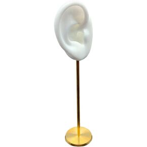 Earring Display Stand, Ear Shaped Holder Round Base Earring Holder Silicone Earrings Organizer for Birthday Girls Women Wedding Decor, White Left