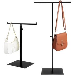 PETYOUNG 2 Pack Pack Presplay Stand ، Tabletop Right High Handbag Stand ، T Shape Double Hook Necklets Bracelets Towers for Home Boutique Store (Black)