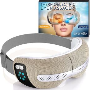 SereneLife Smart Eye Massager with Heat and Cooling, Compression, Vibration, Music, Wireless Heated Mask