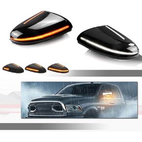 لعام 2009-2018 دودج رام 1500 ، 2010-2018 RAM 2500 3500 Side Mirror Turn Signal White Drl Tow Light Assembly Blinker Puddle Lamp Smoked Lens Serquential Dynamic Amber LED