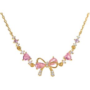 Bow Bracelet for Women Gold/Silver Adjustable Ribbon Bow Bracelet Trendy Pink Crystal Bowkot Cute Bowknot Chain Jewelry for Friends Bridesmaid Proposal (rose gold)