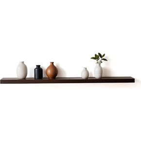 InPlace Durable Shelf with Invisible Brackets - Easy to Install & Remove, Floating Shelves for Wall - Decorative MDF Shelf for Living Room & Bedroom - 10.2"D x 48"W x 2"H - Espresso - 9084650