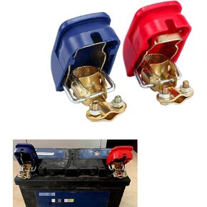 2 PCS Quick Release Cable Terminal Connectors, Automotive Switch Terminals, Universal Cable Post Replacements for Most Cars (Blue & Red)