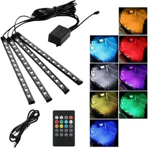الأضواء الداخلية LED للسيارة ، Automotive RGB 48 LED Multicolor Strip Light مع التحكم عن بعد ، Universal Under Dash Kit مع وظيفة صوتية نشطة (USB)