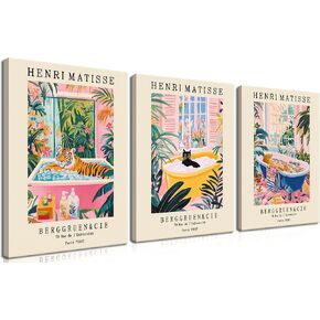 Framed Sage Green Canvas Wall Art Set of 3, Vintage Matisse Botanical Aesthetic Wall Decor Painting, Abstract Van Gogh Flower Picture Posters Prints for Bedroom Living Room Home Decor 12x16 In in Saudi Arabia