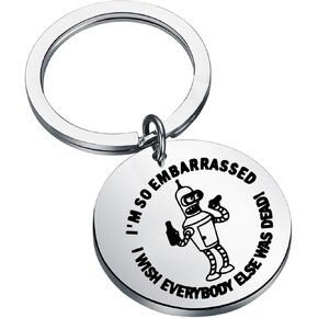 KUIYAI Robot Comedy Merchandise Jewelry Robot Quote Lovers Keychain Planet Express Gift Robot Space Cartoon Gift