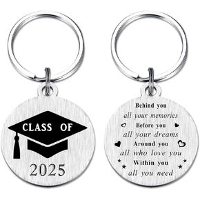EE&YU 2025 Graduation Keychain for Her Him - Phd 8th Grade Graduate Gifts for Boys Girls, Personalized High School College Graduation Keepsake