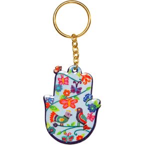EMANUEL Yair Hamsa Hand Keychain Charm 1.7 Inch | Metal Lucky Charm Hand Blessing Jewish Judaica Gift Hand of Fatima Evil Eye