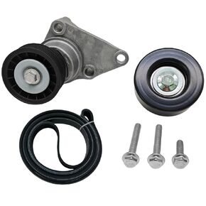 38158 Drive Belt Telectioner & Idler Pulley & Belt Assembly مع براغي مناسبة لبويك رينير كاديلاك إسكاليد تشيفي جي إم سي هوم/مير H2 H3 Isuzu Ascender NPR استبدال 12580162 12609719