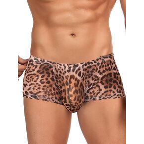 Ohyeahlady Leopard طباعة الملابس الداخلية للرجال مثير ملاكم الملاكم التنفس منخفض