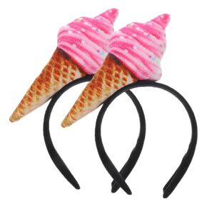 NoLitoy 2pcs آيس كريم عقال المخروط طعام مضحك على الشعر هوب آيس كريم الحزب قبعة طعام بائع الأزياء