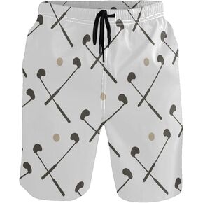 Men's Swim Trunks Colored Golf Clubs Balls Beach Shorts Quick Dry Swim Board Shorts Bathing Suits S