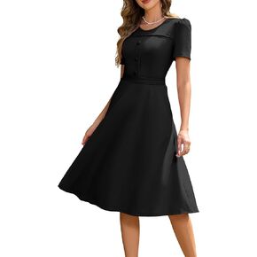 Wedtrend 1950's Vintage Dresses for Women Modest Church Dress with Pockets Tea Party Dresses A Line Wedding Guest Dress