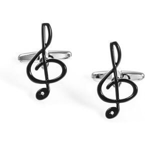 Mrcuff Treble Clef Music Note Pair Pair Cufflinks في صندوق هدايا عرض تقديمي وقماش تلميع