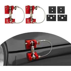 قفل هود قفل الألومنيوم متوافق مع Jeep Wrangler JK JKU 2007-2018 ، Locking Hood Latch Kit ، القضاء على غطاء محرك السيارة (أحمر)