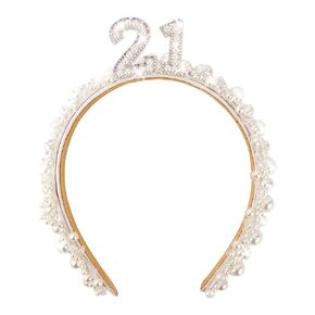 40th Birthday Headband for Women, 40th Birthday Crown for 40th Birthday Outfit Dress for Women, Birthday Headband with Pearl for 40th Birthday Decorations, Happy 40th Birthday Decorations