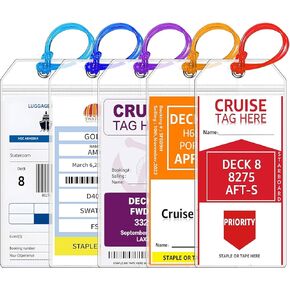 Cruise Luggage Tag Holder 1 Pack Clear Reusable Cruise Travel Tag Waterproof Cruise Ships Essentials for Carnival, NCL, Princess & MSC