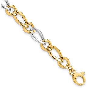Diamond2Deal Mothers Day Gifts Solid 14 k Gold Bracelet اثنين من الذهب لأمي 7.25 "