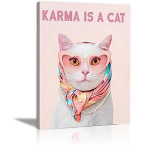 BFKDKG Taylor Poster wall art Canvas wall art, Karma Is A Cat Album Prints, Lyrics Poster for Bedroom, Pink Room Wall Decor, Music Art Wall Decor for Girls Fans 12x16in