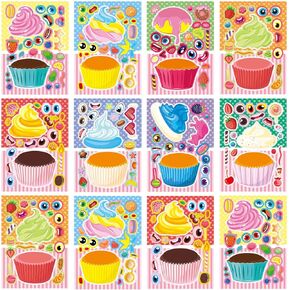 24 Sheets 8.27''×5.9'' Make Your Own Stickers for Kids Toddlers, Make a Face Stickers Mix and Match with Unicorn Dinosaur Horse and Sea Animals for Kids Party Favors Activities