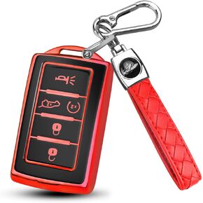 QBUC for Jeep Key Fob Cover Compatible with 2021 2022 2023 2024 2025 Grand Cherokee L Wagoneer Smart 6 Button Key Shell Key Case (Pink, 6 Buttons)