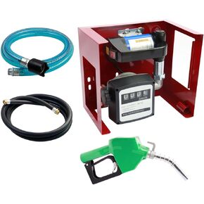 110-120V 175W Diesel Transfer Pump,Electric Fuel Transfer Pump & flowmeter 32GPM Self-Priming Pump & AUTO Fuel Nozzle & 2 Hoses NPT Threads Fitting