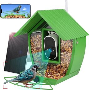 AI Smart Bird Feeder with Camera Solar Powered, Camii Bird Feeder with 2k HD Camera Capture Each Bird Come & Identify 10000+ Bird Species, Cloud Store Bird Videos & Birdwatching On Live, Ideal Gift