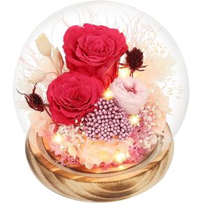 Eternal Rose Flowers, Unique Rose Preserved Flower Rose Gifts in Glass Dome for Women, Mom, Girlfriend,Home Decor Gifts for Birthday, Anniversary, Christmas, Wedding.