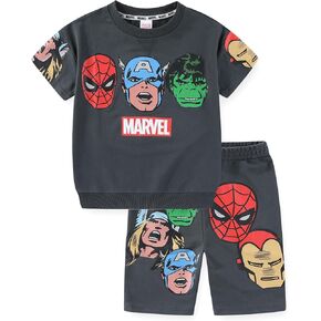 Marvel Avengers Boys 2 Piece Shirt and Shorts Outfit Set for Toddler and Big Kids