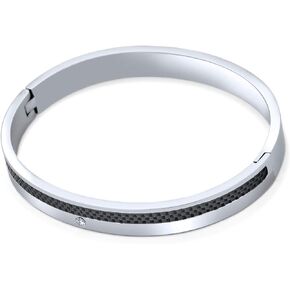 قناة قابلة للتكديس مجموعة أبيض مكعب Zirconia CZ AAA Bangle سوار للنساء باللون الفضي أو الذهب من الفولاذ المقاوم للصدأ مثالي لحفلات الزفاف