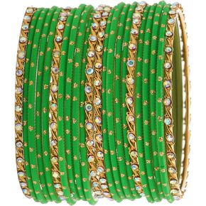 Desi Indian Baryles for Women - مجموعة من 22 أجهزة كمبيوتر Bollywood Indian Jewelry مجموعات للنساء ، والملحقات الثمانينات أساور Bangle Party Favors Alloy Metal Churi