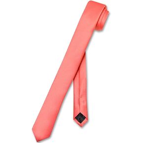 Vesuvio Napoli Narrow NeckTie Extra Skinny CORAL PINK Men's Thin 1.5" Neck Tie
