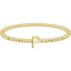 Gold Beaded Bracelets for Women, 14K Gold Plated C Initial Bracelets Trendy Strand Stretch Bracelet Dainty Gold Letter Bracelet for Women Jewelry Gifts in Kuwait