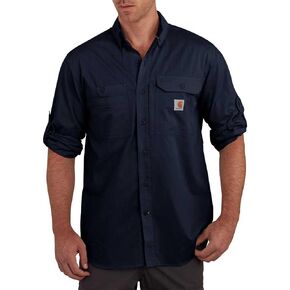 Carhartt Men's Force Ridgefield Long Sleeve Shirt (Regular and Big & Tall Sizes), Navy, X-Large