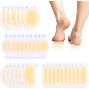 32Pcs Blister Pads, Blister Bandages, Gel Blister Cushions, Waterproof Hydrocolloid Seal Adhesive Bandages for Fingers, Toes, Forefoot, Heel