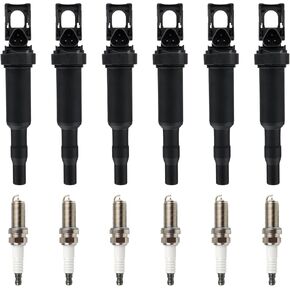 BHB Set of 6 Ignition Coil Pack & 6 PCS Double Iridium Platinum Spark Plugs Compatible with BMW 328i 325i 325xi 330i 330xi xDrive 528i 525i 530i X3 Z4 X5 3.0L 2.5L L6 0221504470 12122158253 UF592