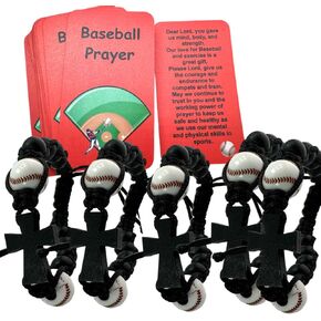 Westmon Works Baseball Bracelet Team Pack Bulk Bundle with Christian Prayer Cards On Field Fashion Accessory Set, 12 of Each