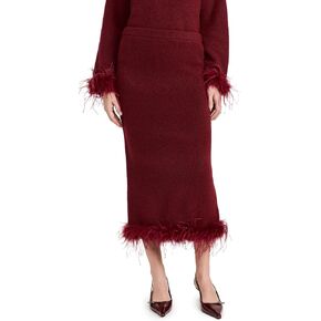 WAYF Women's Feather Trim Midi Skirt