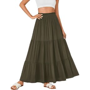 Kifoven Women's Maxi Skirt Summer مرنة عالية الخصر A-LINE LOND LOND LING FREED TIERY TIRENGLE CASSAL