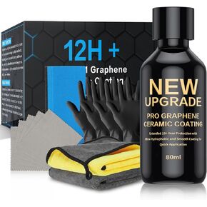 Advanced Graphene Ceramic Coating for Cars - 12H Premium 80ml Auto Ceramic Coating Kit for Long-Lasting 10+ Year Protection, Waterproof, Scratch Resistant, Anti-Corrosion & Dustproof Protection