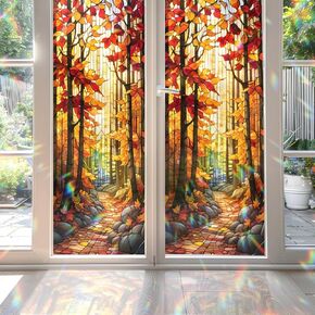 Majestic Snowy Mountain Stained Glass Window Film, Majestic Snowy Mountain Stained Glass Window Film for Door Heat Anti UV