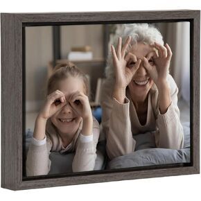 Kate and Laurel Custom Printed Framed Canvas Wall Art, 13x10 Gray, Sylvie Personal Canvas Print with Your Photos for Bedroom or Living Room Gallery Wall Decor | Printed and Hand Framed in the USA