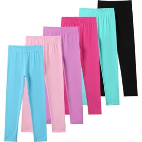 6 Pack Girls Leggings Yoga Leggings for Girls Soft Stretchy Pants Kids Basic Solid School Pants