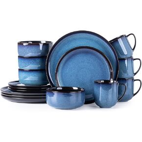 Ceramic Dinnerware Sets,12-Piece Plates and Bowls,Handmade Reactive Glaze Dishes Set,Chip Resistant and Scratch Resistant | Oven Dishwasher & Microwave Safe,Service for 4-Kahki