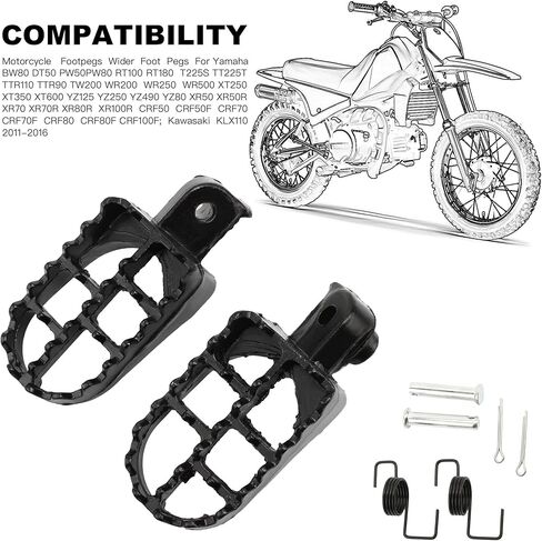 PowerMotor 8mm Aluminium Foot Pegs Rest Footrest Footpegs Fit for XR50 PW50 CRF TW KLX 50cc 70cc 90cc 110cc 125cc TaoTao Dirt Pit Bike Motorcycle Jonway(Red) in Kuwait