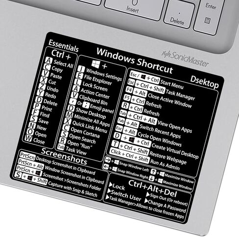 Windows Shortcut Sticker-2 Pack Microsoft Windows + Word/Excel Quick Reference Guide Keyboard Shortcut Stickers, Laptop Keyboard Shortcuts Stickers for Any PC Laptop or Desktop in Kuwait